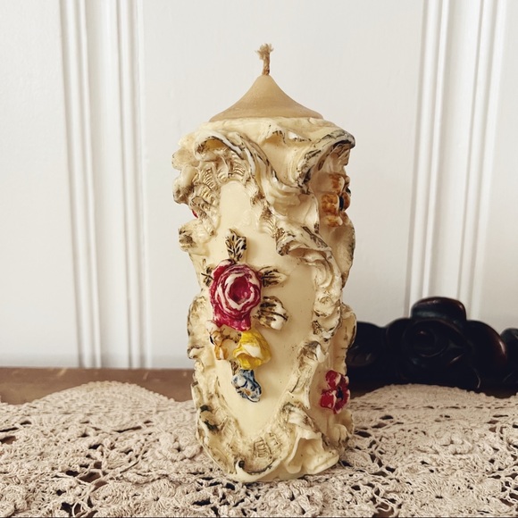 Vintage Ornate Pillar Candle